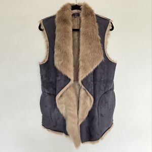 NYDJ Faux Suede Fur Vest Women's M Y2K 90s Indie Penny Lane Afghan Retro‎ 70s